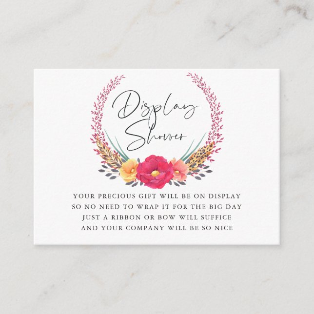 Blommigt Safari Baby Shower Visning Shower Tilläggskort (Framsida)