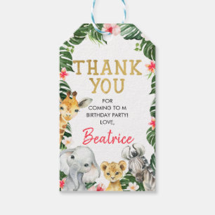 Blommigt Safari Birthday Tack Märkre Presentetikett