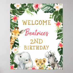 Blommigt Safari Birthday Välkomstskylt Poster
