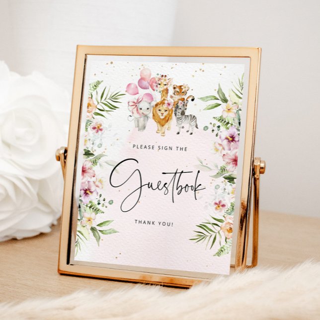 Blommigt safari-djur Guest bok Poster (Skapare uppladdad)