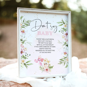 Blommigt safari-djur Säg inte babyduschspel Poster