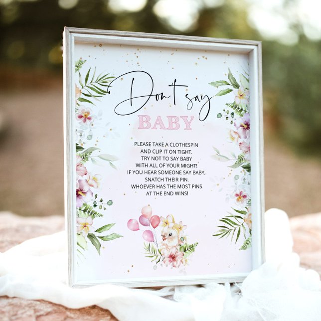 Blommigt safari-djur Säg inte babyduschspel Poster (Skapare uppladdad)