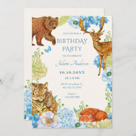 Blommigt safari-skogar inbjudningar