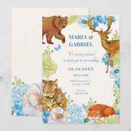 Blommigt safari woodland bröllop inbjudningar