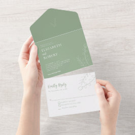 Blommigt Sage Bröllop Script Elegant minimal enkel