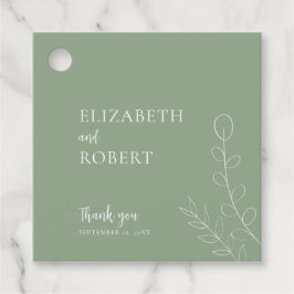 Blommigt Sage Bröllop Script Elegant minimal enkel Gåvor Etiketter