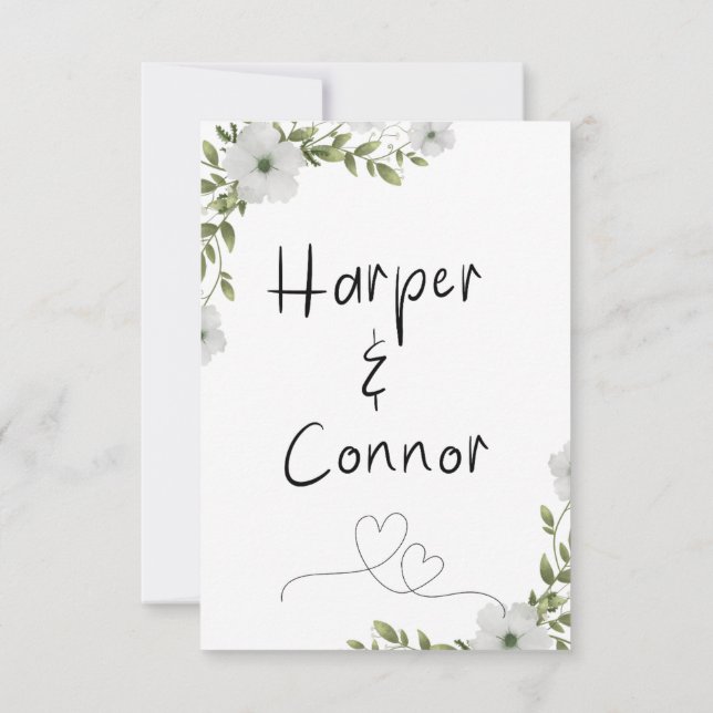 Blommigt Sage bröllopsinbjudan, botaniskt bröllop Inbjudningar (Baksida)