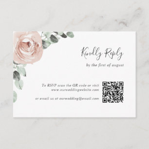 Blommigt Sage Greenery Dusty Ro QR-koden Bröllop OSA Kort