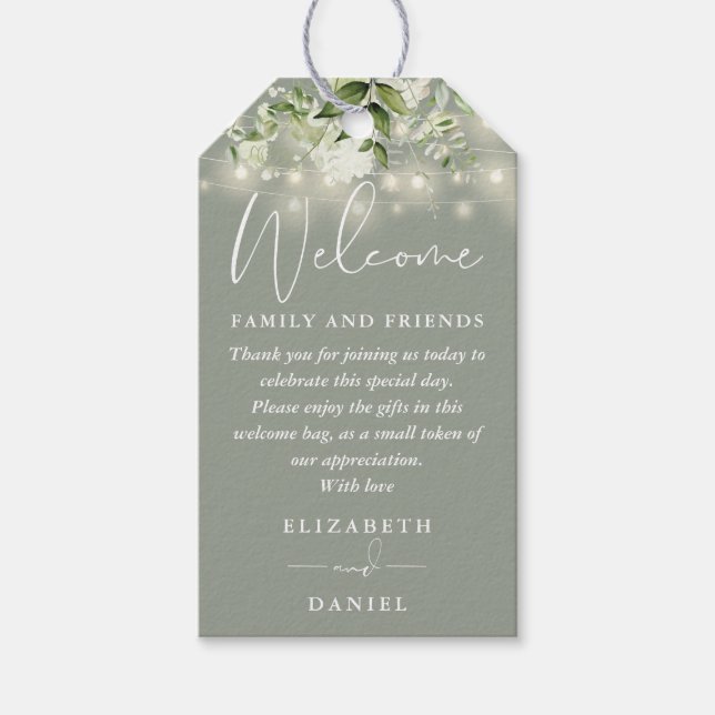 Blommigt Sage Grönt Favoritvälkomstsida Basket Presentetikett (Framsidan)