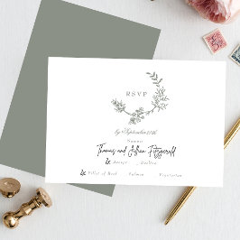Blommigt Sage Grönt Monogram Klassiskt utandning  OSA Kort