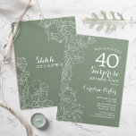 Blommigt Sage Grönt Surprise 40 Birthday Party Inbjudningar<br><div class="desc">Blommigt Sage Grönt Surprise 40:e födelsedagsinbjudan. Minimalistisk modern design med botaniska accenter och typsnitt för typsnitt. Enkel perfekt med inbjudan-kort för en snyggt kvinnlig överraskning från firande i dag. Kan anpassas till vilken ålder som helst.</div>