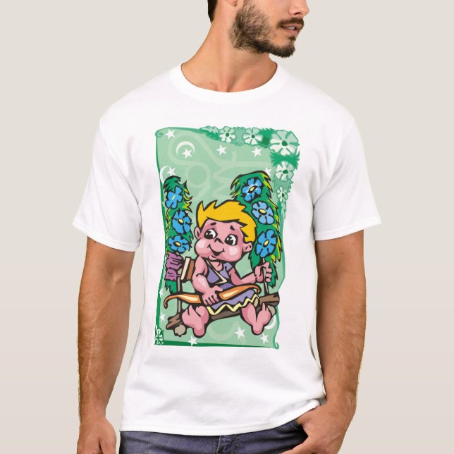 Blommigt Sagittarius Archer child, blåa blommor T Shirt (Framsida)