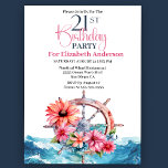 Blommigt Sailing Wheel Nautical 21st Birthday Inbjudningar<br><div class="desc">Blommigt Sailing Wheel Nautical 21a Birthday Invation for Women. Du kan enkelt ändra exempeltexten till din egen genom att klicka på Anpassa. Klicka på Anpassa/redigera med Verktyg i designläge om du vill ändra teckensnittstypen,  Färg,  Storlekt teckensnitt eller lägga till/ta bort/ändra Inslagen Text eller Design.</div>