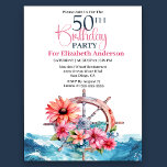 Blommigt Sailing Wheel Nautical 50th Birthday Inbjudningar<br><div class="desc">Blommigt Sailing Wheel Nautical 50:e födelsedagsinbjudan till kvinnor. Du kan enkelt ändra exempeltexten till din egen genom att klicka på Anpassa. Klicka på Anpassa/redigera med Verktyg i designläge om du vill ändra teckensnittstypen,  Färg,  Storlekt teckensnitt eller lägga till/ta bort/ändra Inslagen Text eller Design.</div>