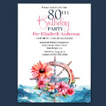 Blommigt Sailing Wheel Nautical 80th Birthday Inbjudningar<br><div class="desc">Blommigt Sailing Wheel Nautical 80 Birthday bjudande till kvinnor. Du kan enkelt ändra exempeltexten till din egen genom att klicka på Anpassa. Klicka på Anpassa/redigera med Verktyg i designläge om du vill ändra teckensnittstypen,  Färg,  Storlekt teckensnitt eller lägga till/ta bort/ändra Inslagen Text eller Design.</div>