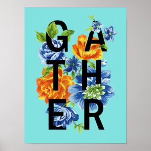Blommigt Samla in offert Poster
