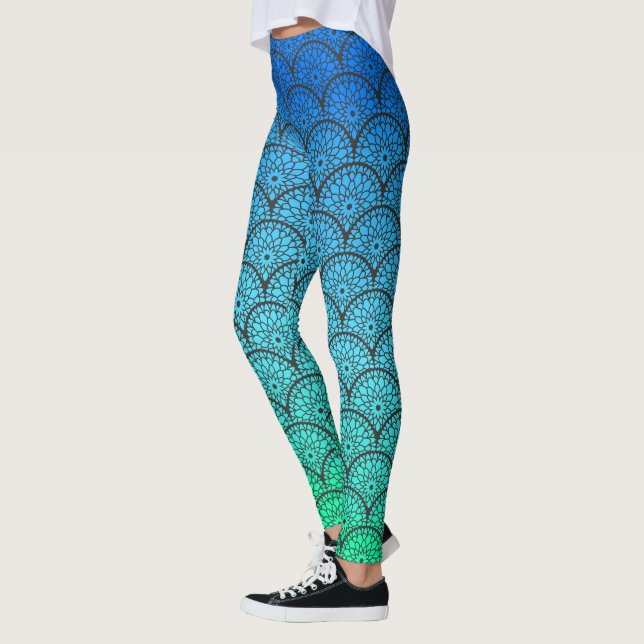 Blommigt Scalloped Gradient Leggings (Vänster)