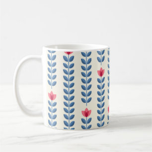 Blommigt Scandinavian Geometric Retro Tapet Kaffemugg