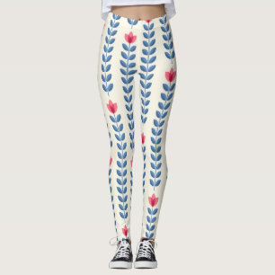 Blommigt Scandinavian Geometric Retro Tapet Leggings