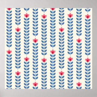 Blommigt Scandinavian Geometric Retro Tapet Poster