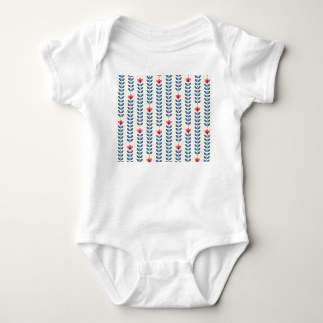 Blommigt Scandinavian Geometric Retro Tapet T Shirt (Framsida)