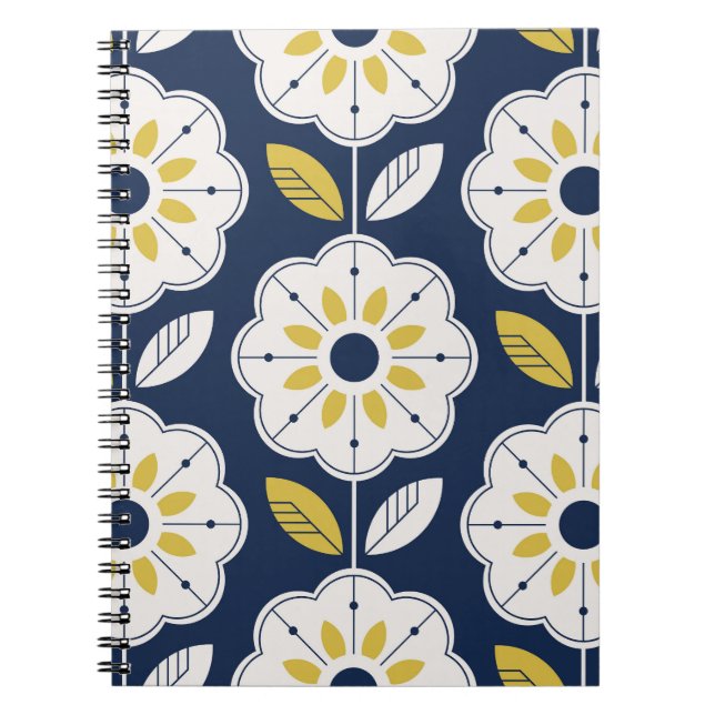 Blommigt Scandinavian Stil Seamless Mönster Anteckningsbok (Framsidan)