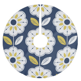 Blommigt Scandinavian Stil Seamless Mönster Julgransmatta Borstad Polyester