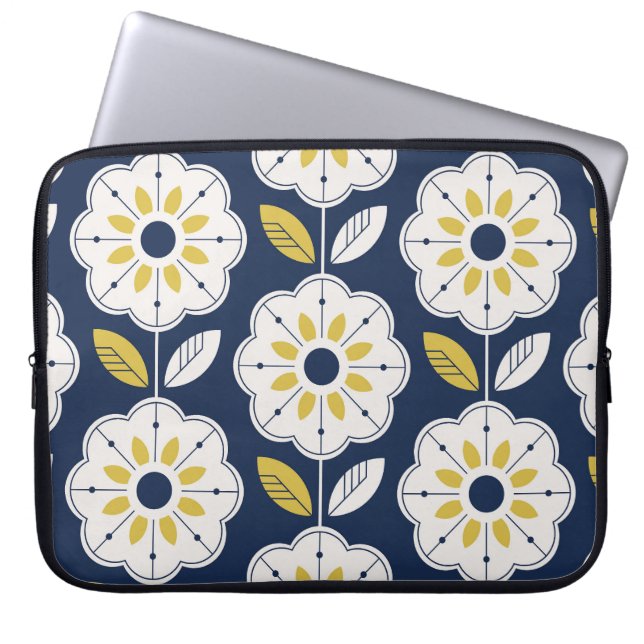Blommigt Scandinavian Stil Seamless Mönster Laptop Fodral (Framsidan)