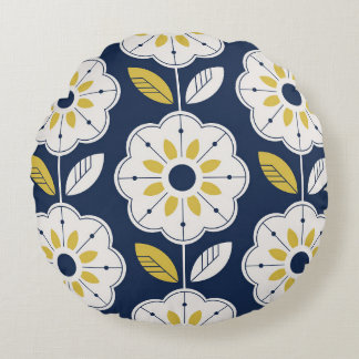 Blommigt Scandinavian Stil Seamless Mönster Rund Kudde