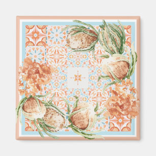 Blommigt scarf-design magnet