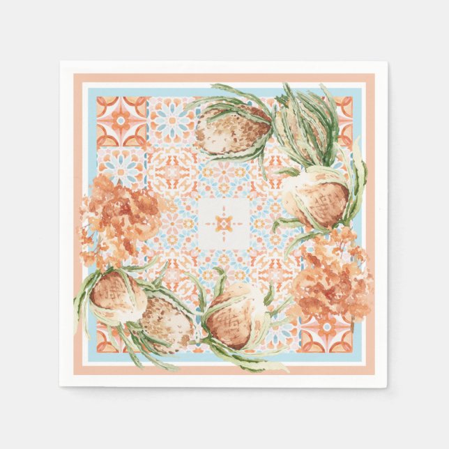 Blommigt scarf-design pappersservett (Framsidan)