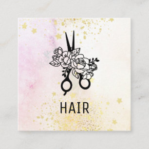 *~* Blommigt Scissor Flower Glitter Ombre Pastel A Fyrkantigt Visitkort