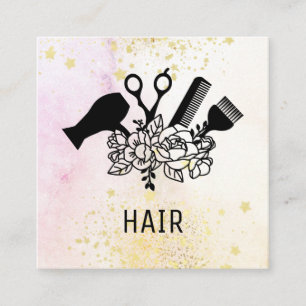 *~* Blommigt Scissor Flower Glitter Ombre Pastel A Fyrkantigt Visitkort