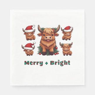 Blommigt Scottish Highland Cow Cattle Farm Hairy C Pappersservett