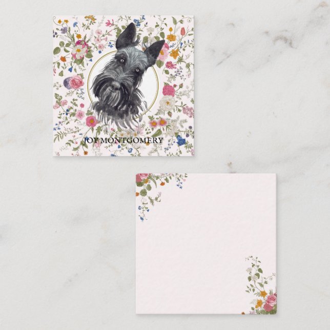 Blommigt Scottish Terrier Hund Mamma Notecard Anteckningskort (Fram/baksida)