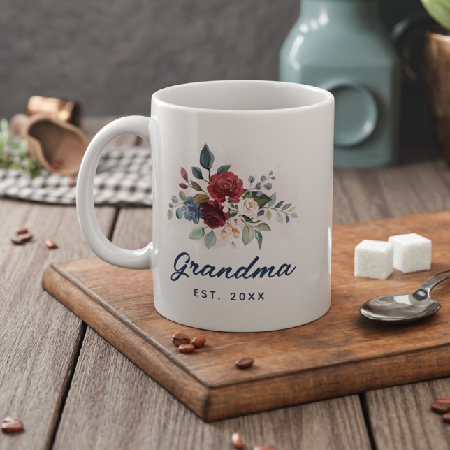 Blommigt Script Elegant Grandma-Anpassningsbar Kaffemugg (Skapare uppladdad)