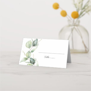 Blommigt Script Eucalyptus Botanical Bröllop Placeringskort