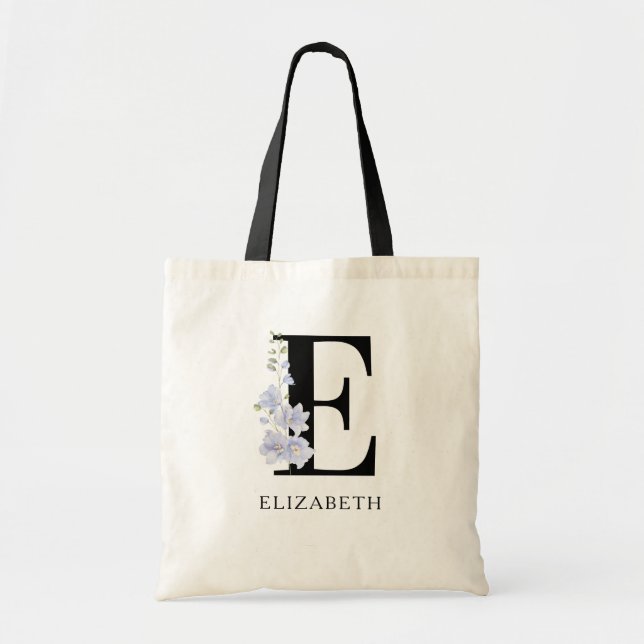 Blommigt Script Monogram Personlig Bridesmaid Tygkasse (Framsidan)