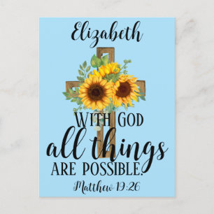 Blommigt Scripture all Sak Möjlig solblomma Po Vykort