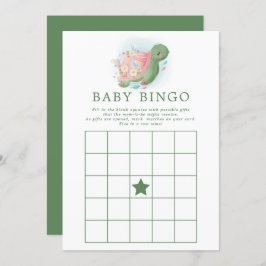 Blommigt Sea Turtle Baby Shower Bingo Game Inbjudningar
