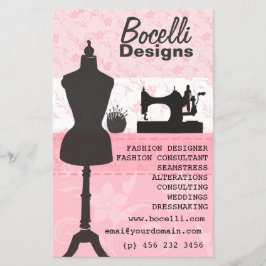 Blommigt Seamstress Mode Dress Form Mannequin Flygblad