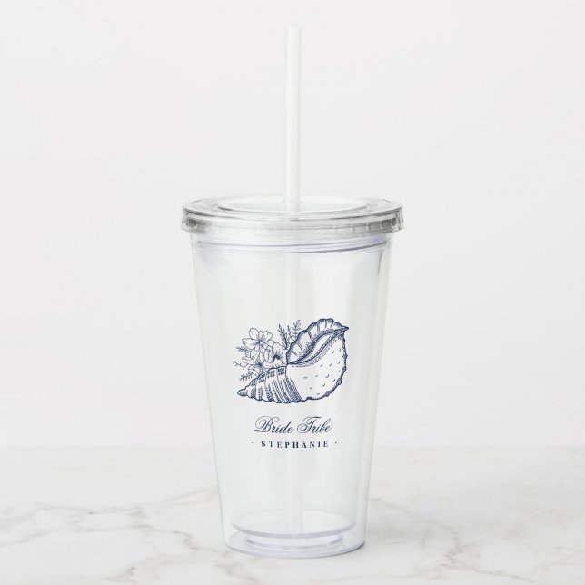 Blommigt Seashell Bride Tribe Beach Wedding Take Away Mugg (Framsida)