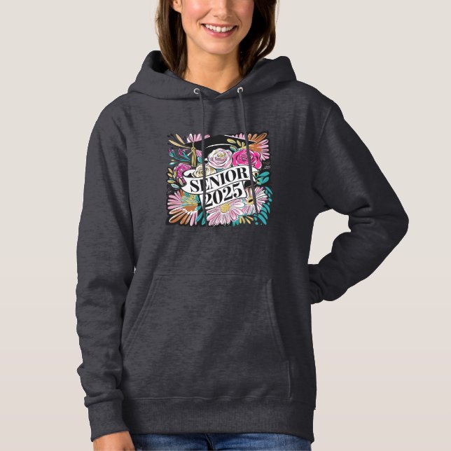 Blommigt Senior 2025 Sweatshirt T Shirt (Framsida)