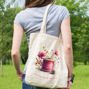 Blommigt Sewing Älskare Tote Bag Tygkasse