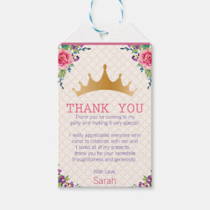 Blommigt Shabby chic Birthday Tack Presentetikett