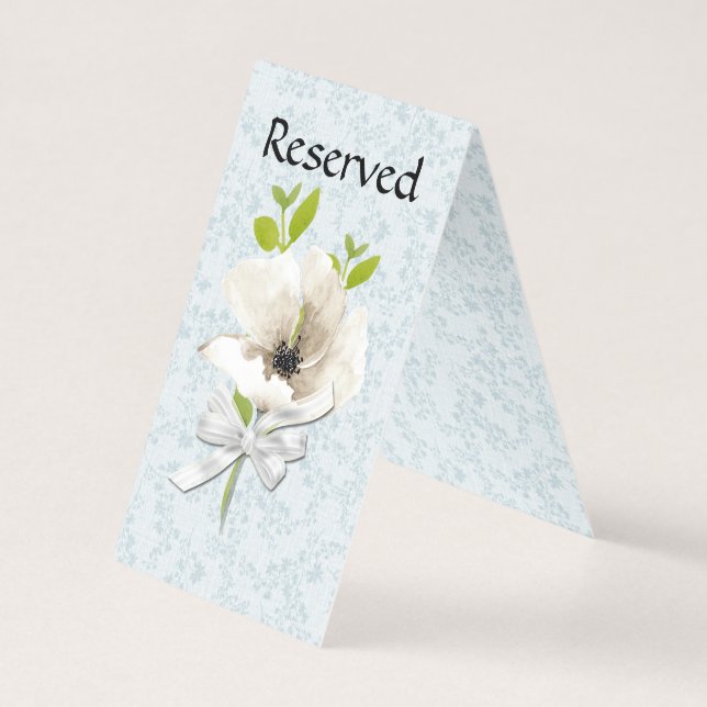 Blommigt Shabby Reserved Bröllop Bord Tält Card Kort (Baksida)