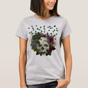 Blommigt Shamrock Skull T Shirt