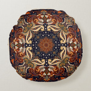 Blommigt shawl Squornament: Indian batik. Rund Kudde