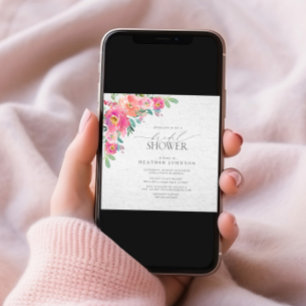 Blommigt Shock rosa Elegant VattenfärgMöhippa Inbjudningar