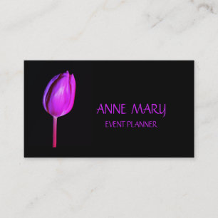 Blommigt Shock rosa Lila Tulips Black Anpassningsb Visitkort